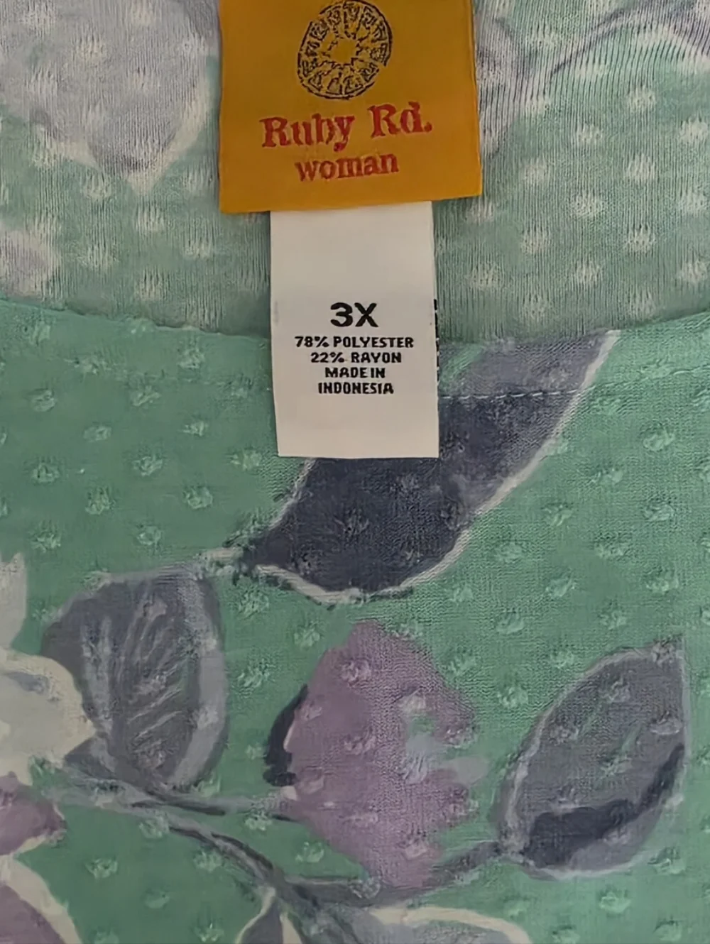 Ruby Rd. Pastel Colors Floral Tie-Hem Short Sleeve Top Women's Size 3X - Picture 6 of 10